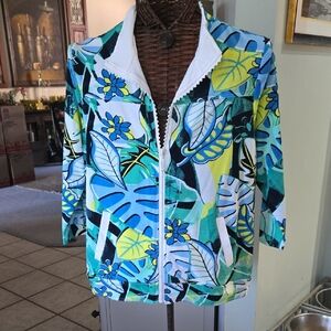 Ongue Casual Floral Zip-Up Jacket